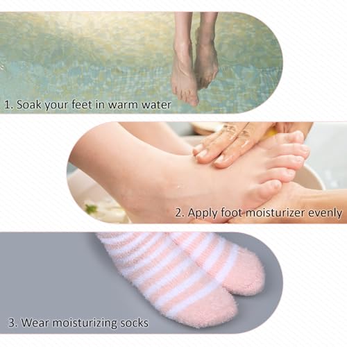 3 Pairs Aloe Socks, Aloe Infused Socks for Women, Fuzzy Moisturizing Socks, Spa Socks for Men, Lotion Socks Heel Socks for Dry Cracked Feet Women, Gel Socks Sleep Socks