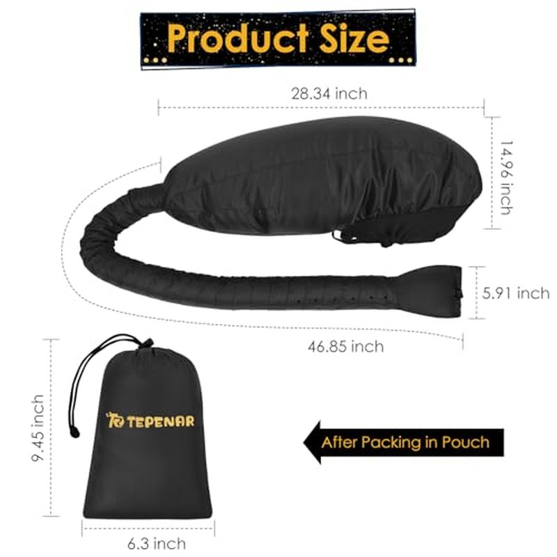 Hair Dryer Bonnet Attachment: Upgraded Extra Large Hooded Dryer Adjustable Hair Dryer Caps - Easy to Use for Natural Curly Textured Hair Care Styling Fast Drying - Black