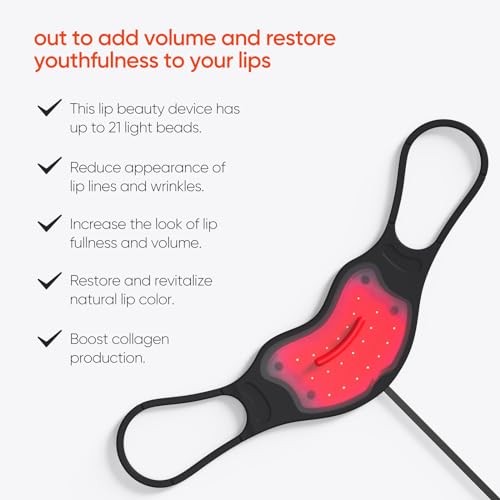 Red Light Therapy Lip Plumper Device, Lip Plumping Enhancer, LED Light Therapy Device for Lips, Lip Plumper Tool, Anti-Aging Lip Plumper for Fine Lines, Enhance Lip Tone