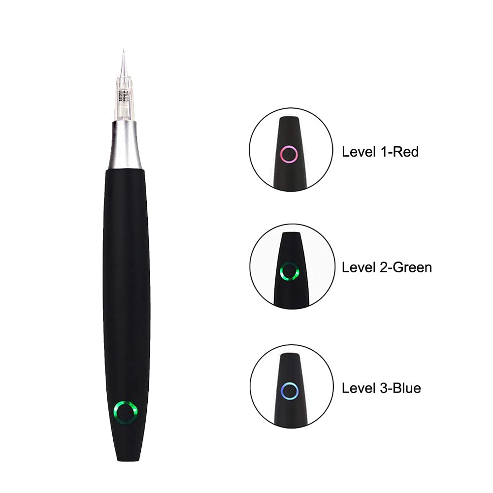 Permanent Eyebrow Makeup Pen - Rotary Tattoo Machine with 10PCS Needles for Eyebrows, Eyeliners, Lips | Black AP686B