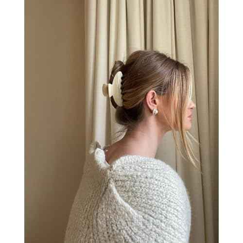 HAIMEIKANG Large Acetate 4 Inch Hair Claw Clip for Women - French Style Hair Claws for Thick Hair with Non-Slip Teeth, Hair Accessories for Updos, Buns & Ponytails