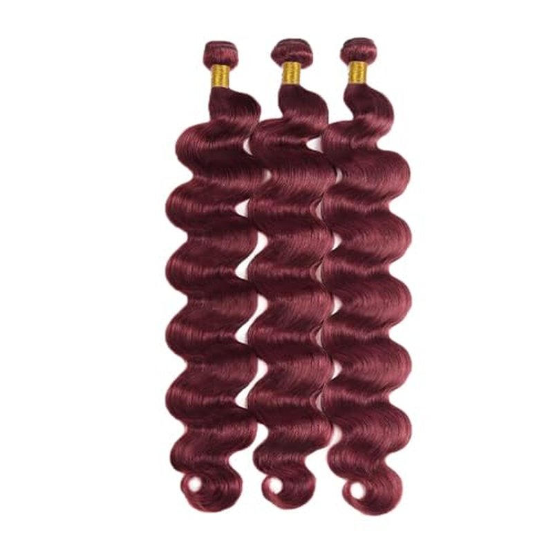 12 14 16 Inch Body Wave Human Hair Bundles 99J Burgundy Bundles Human Hair 12A Unprocessed Brazilian Virgin Quick Weave Hair Extensions for Black Women