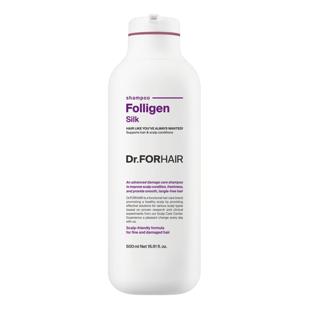 Dr.Forhair Folligen Silk Shampoo - Korean Volume & Damage Care | Smooths & Softens Hair, 16.91 fl oz