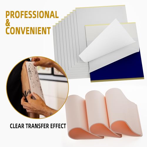 Blank Tattoo Practice Skin Kit - 13Pcs Set with 3 Double Sided 7.4x5.6¡± Fake Skins and 10 Stencil Transfer Papers for Tattooing, Microblading Practice - Ideal for Beginners and Pro Artists
