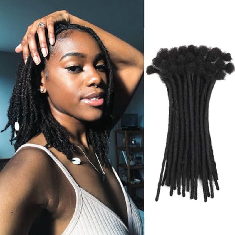 Loc Extension Human Hair 0.4cm Width 12inch 40 Strands 100% FUll Handmade Permanent Dreadlock Extension Human Hair for Women/Men/Kids Can Be Dyed Bleached Curled (Width 0.4cm Natual Black)