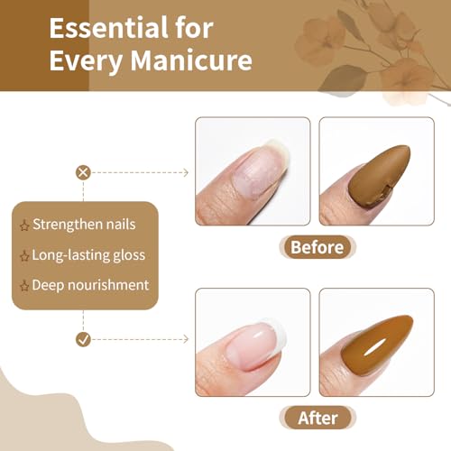 Base and Top Coat Nail Polish Quick Dry,16.5ml Large capacity Basic Nail Polish Set Air Dry Fast, High-Glossy Shiny, No U V Light Needed for Women Salon DIY Nail Art