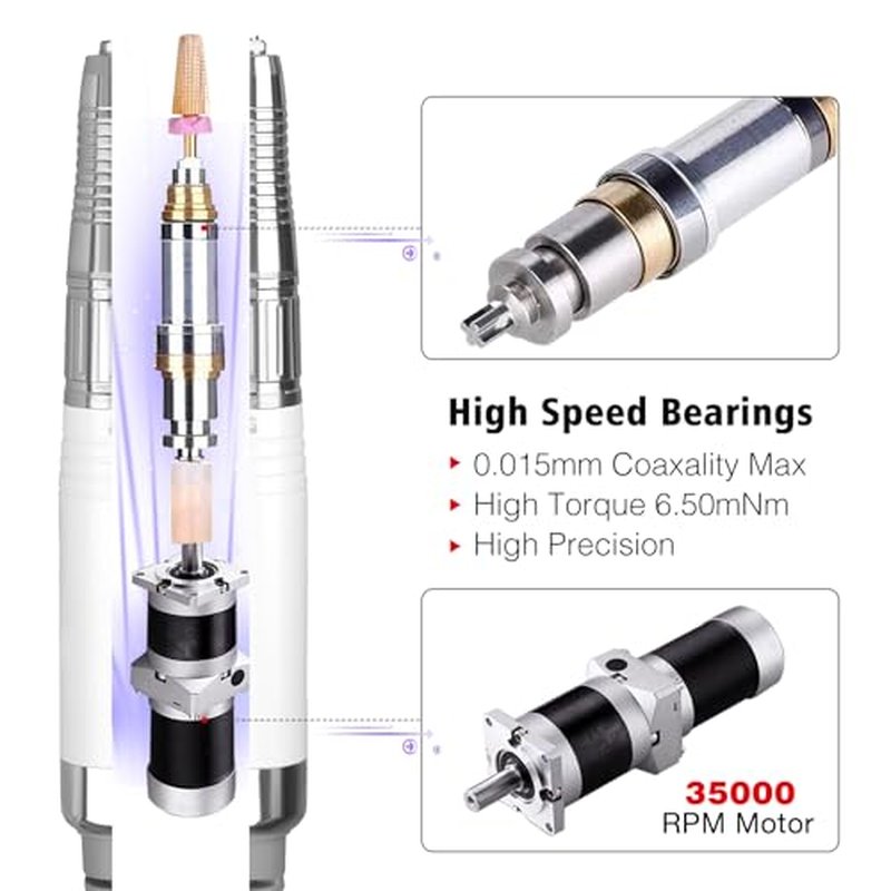 Brushless Nail Drill Handpiece Replacement for HoMove Brushless Nails Drill TP351, Compatible with AZGOGO Brushless Nail Efile TP322(ONLY Handpiece)