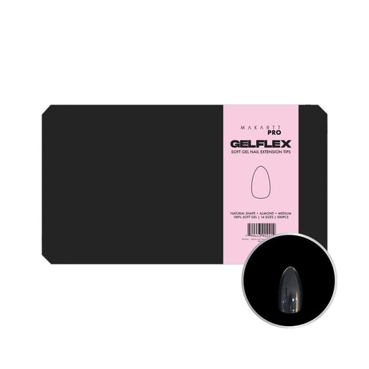 MakarttPro GelFlex Soft Gel Nail Tips 500pc Box – Medium Almond Shape – 14 Sizes 00–9 – Clear Soft Gel Tips for Nail Extension – Easy to Apply, Lightweight, Professional Salon Quality