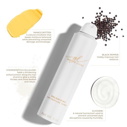 Goldie Locks Volumizing Texture Spray - Instant Volume and Lift - Invisible Matte Finish - Flexible Hold - Safe for Extensions & Color-Treated Hair - Protein-Free - 8 fl oz