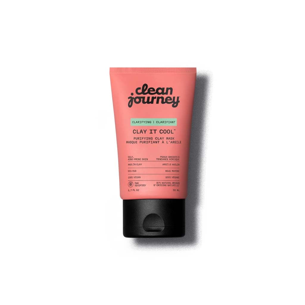 cleanjourney Purifying Clay Mask, Clarifying Face Mask, with Kaolin & Sea Mud, for Oily & Acne-Prone Skin, EWG Verified, Vegan, Detoxifying Pore, Cleanser, 1.7 Fl Oz