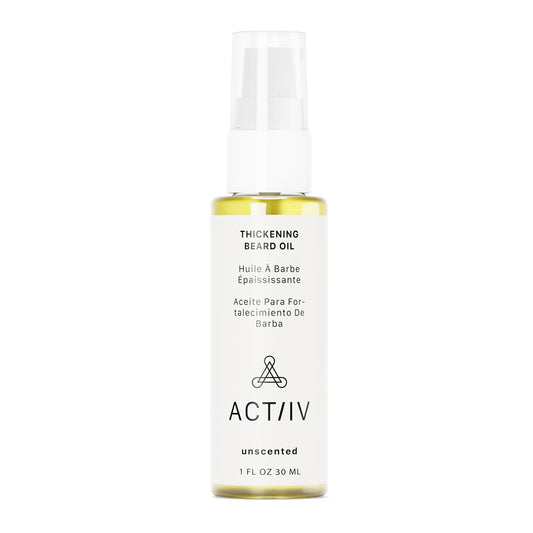 ACTIIV Thickening Beard Oil (Unscented) | Promotes Thicker Fuller Beard Growth, Nourishes & Softens Facial Hair, Lightweight Non-Greasy Formula, Vegan, Plant-Based, All Beard Types, 30 mL / 1 oz