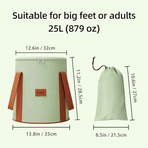 25L Collapsible Bucket Foot Bath Basin£¬ Multifunctional Portable Foot Bath Tub Bag with Handles,Travel Outdoor Camping Portable Foot Soaking Spa Bucket (Green)