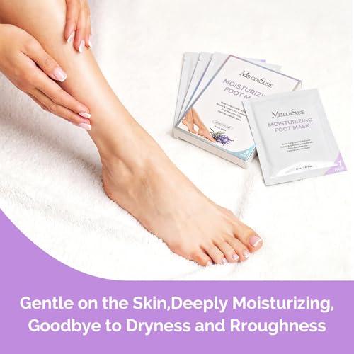 MelodySusie Hydrating Foot Mask Intensely Moisturizes Repairs for Dry,Cracked Feet,Callus,Suitable for home salon use Lavender Scented Pack of 3