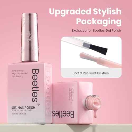 Beetles Nude Pink Gel Nail Polish - Misty Rose Jelly Gel Polish, Hema Free Natural Nude Pink Nail Polish Nail Concealer Sheer Translucent Effect Soak Off UV Nail Art Manicure Gift for Women 15ML