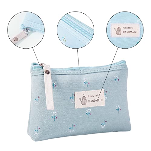 Qikuver Canvas Cosmetic Bags, 2 Pieces Cosmetic Bags for Women, Makeup bag Cute Cosmetic Bag Organizer Small Mini Makeup Pouch for Purse Toiletry Bag