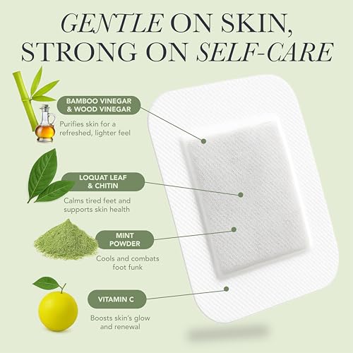 Ballotte Deep Cleansing Foot Pads, Soothe Your Soles While You Sleep, Infused with Bamboo Vinegar, Mint & Vitamin C, Premium Foot Patches for Men & Women (10 Foot Pads)