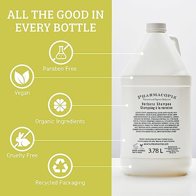 Pharmacopia Hotel Verbena Shampoo ? Aromatherapy Hair Care with Natural & Organic Ingredients ? Vegan, Cruelty Free, Aromatic Shampoo, 128 oz
