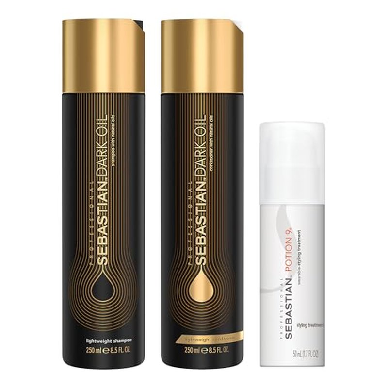 Sebastian Professional Shampoo, Conditioner 8.4 fl oz & Trial Size Potion 9 Leave-in Styling Treatment, 1.7 fl oz