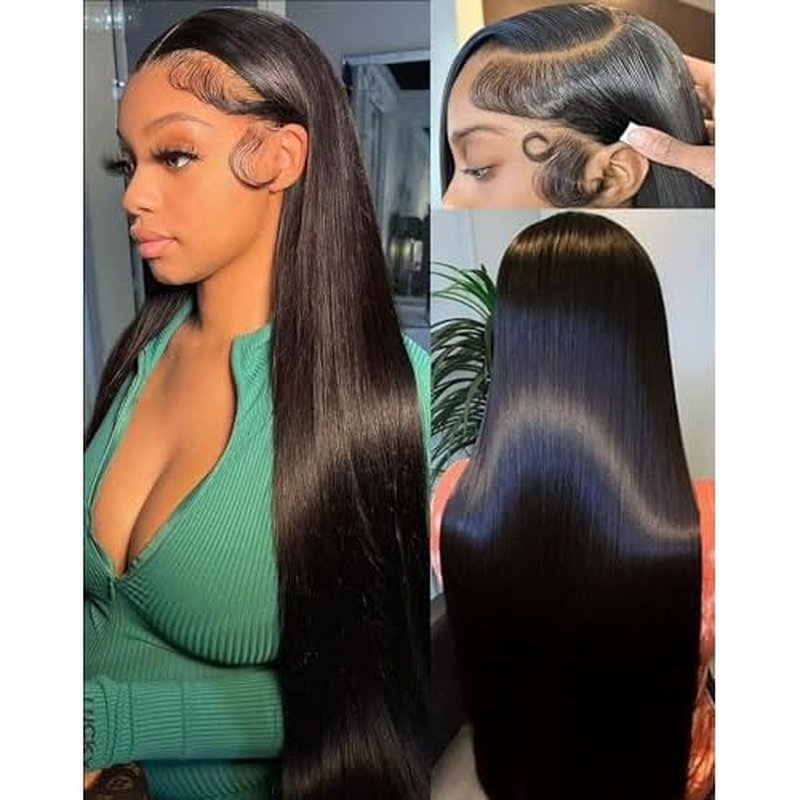 24 Inch Straight Wigs Human Hair Can Last 6-9 Months 200 Density HD Lace Front Wigs Human Hair 13x6 Real Human Wig Pre Plucked Tangle-Free Natural Black for Women