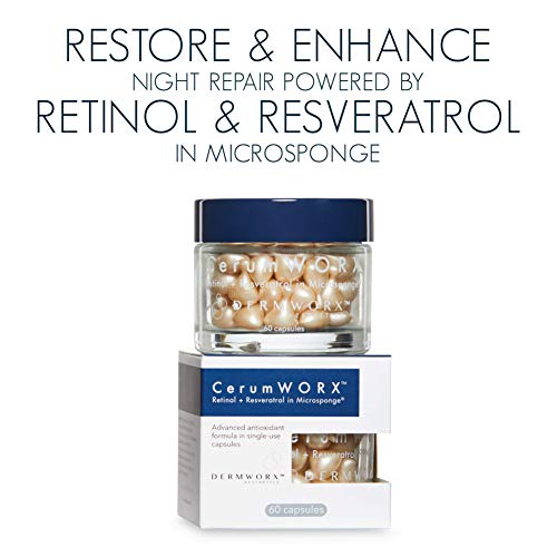 CerumWORX Retinol Night Serum | Retinol Cream for Face with Resveratrol for use at Night | Single Dose Capsules (60ct)