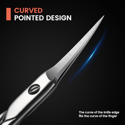 BEZOX Curved Cuticle Scissors - Precision Manicure Scissor Nail Cuticle Trimmer, Professional Stainless Steel Nail Scissors for Cuticle Care, Cuticle Cutter Small Scissors for Women - Silver
