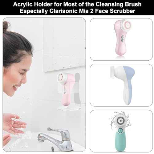 Beautyflier Electric Face Scrubber Holder, Clear Acrylic Holder Compatible with Clarisonic Mia 2 Cleaning Cleanser, Great for Massaging and Deep Cleansing (Holder Only)