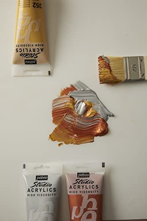 Pébéo 832-353 - Studio Acrylics Fine Acrylic - Acrylic Paint - Iridescent Acrylic - Iridescent Orange-Yellow, 100 ml, 3.38 Ounce (Pack of 1)