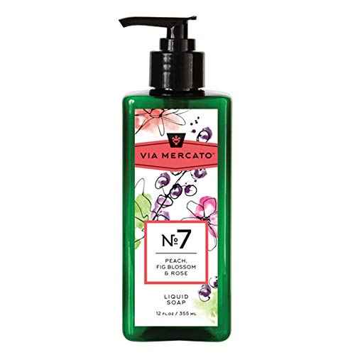 Via Mercato Liquid Soap, Shea Butter Enriched (12 oz), No. 7 - Peach, Fig Blossom & Rose