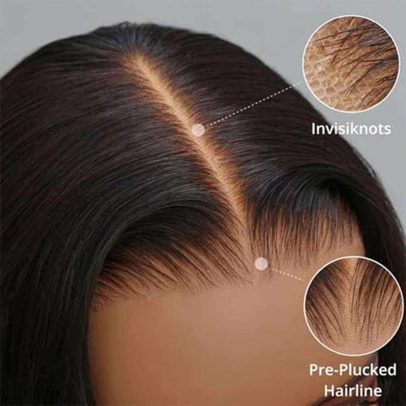 ISEE Hair M Cap 9x6 Bob Wig Human Hair Glueless Wigs Pre Plucked Pre Cut HD Lace Front Glueless Wigs Human Hair 180% Density Short Straight Bob Wigs for Black Women 10 inch