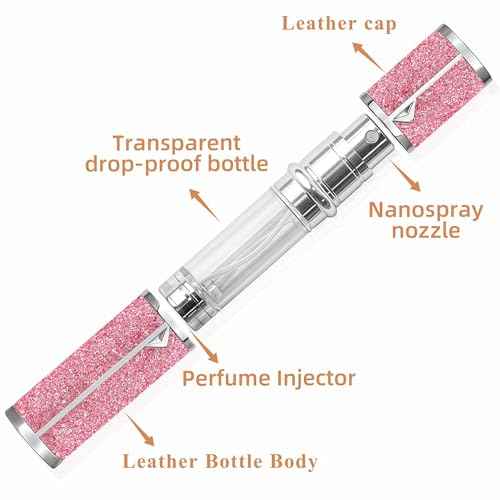 AB00GR 5ml Leather Perfume Atomiser Refillable, Bottom Fill Perfume Bottle, Portable and Leak-proof Suitable for Women and Men (AB00GR 5ml)