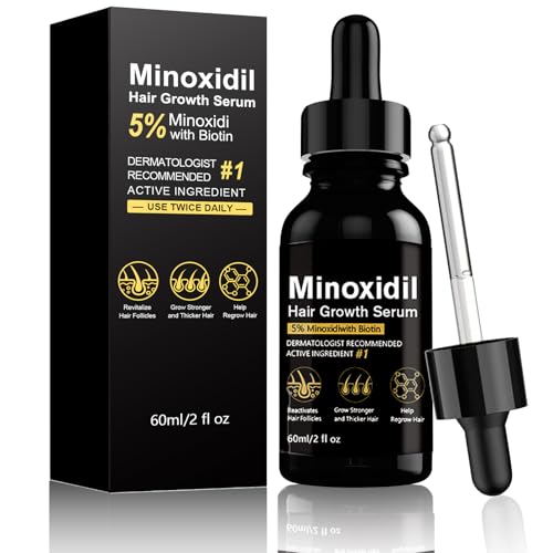 5% Minoxidil Hair Growth Serum, Topical Minoxidil for Men Beard Growth, Hair Regrowth for WomenTreatment for Scalp Hair Loss and Thinning, With Biotin
