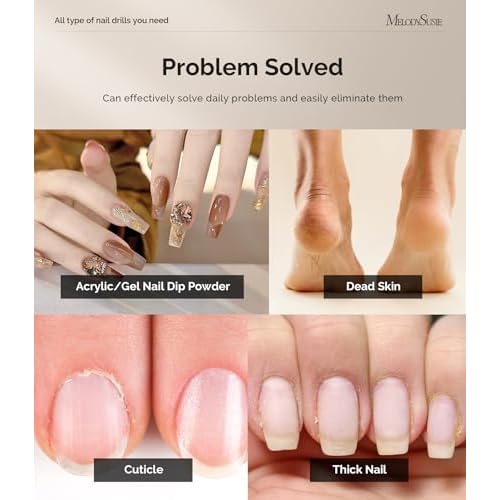 MelodySusie Cordless Nail Drill, PC180G 25,000RPM Rechargeable Electric Nail File with Nail Drill Bits,Sanding Bands