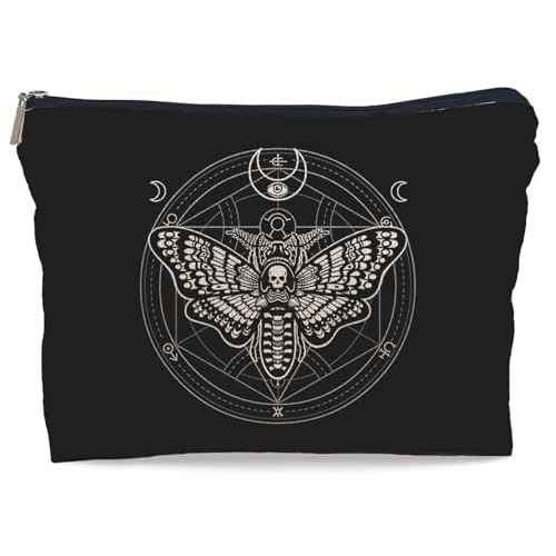 Moth Dead Head Makeup Bag, Witchy Gifts Witch Stuff Makeup Bag Cosmetic Bags for Women, Gothic Small Makeup Cosmetic Bag for Purse