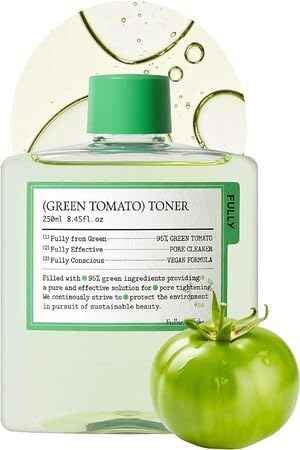 FULLY Green Tomato Toner, Pore Tightening with 95% Green Tomato Extract and VIT C, Skin Soothing and Hydrating, Fragrance Free, Vegan & Dermatologically Tested, 8.45 fl.oz
