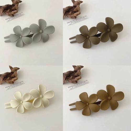 Xmasir 8 Pcs Flat Hair Clips for Women, 3 Styles French Flat Hair Claws Flower Clips Large Strong Hold No Slip Grip for Women Girls Thin Thick Hair (Multicolor)