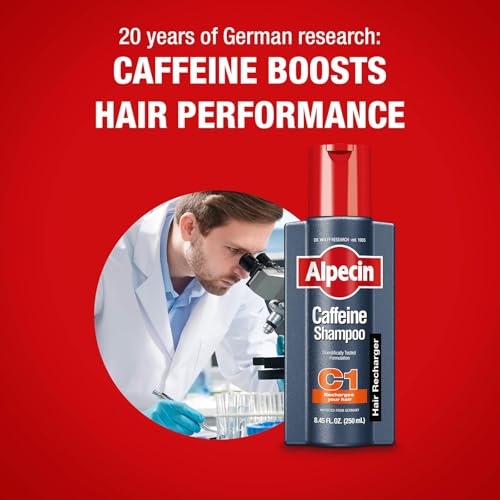 Alpecin C1 Caffeine Shampoo, 8.45 fl oz, Cleanses the Scalp to Promote Natural Hair Growth, Leaves Hair Feeling Thicker and Stronger