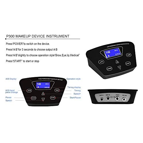 Permanent Makeup Tattoo Machine-BIOMASER Permanent Makeup Eyebrow Tattoo Machine Kit with Foot Pedal Touch Control Power Supply Rotary Tattoo Machine Pen Practice Skin 10pcs Cartridge Needles(Silver)¡¦