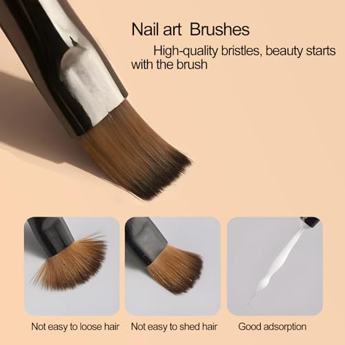 9pcs Nail Art Brushes Set, Acrylic Nail Brush, Nail Art Design Pen Painting Tools with Nail Extension Gel Brush, Builder Nail Gel Brush, Nail Dotting Pen Salon at Home Diy Manicure