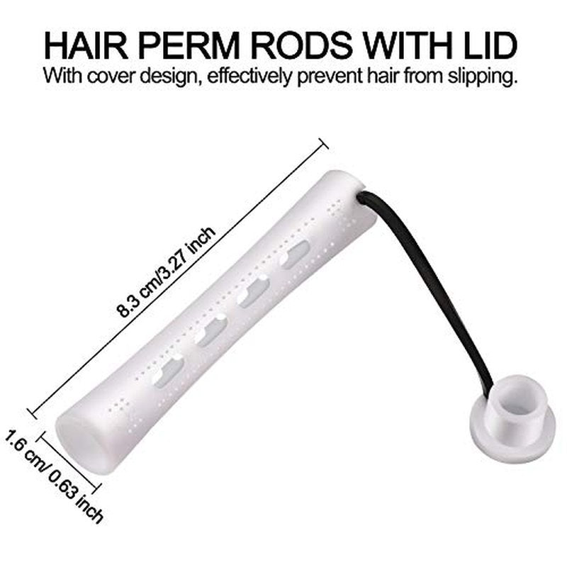 WILLBOND 60 Pcs Perm Rods for Long Hair Plastic Curl Rods Cold Wave Irons Curling Roller for Hair Styling Hairdressing Tools (0.63 Inch, White)
