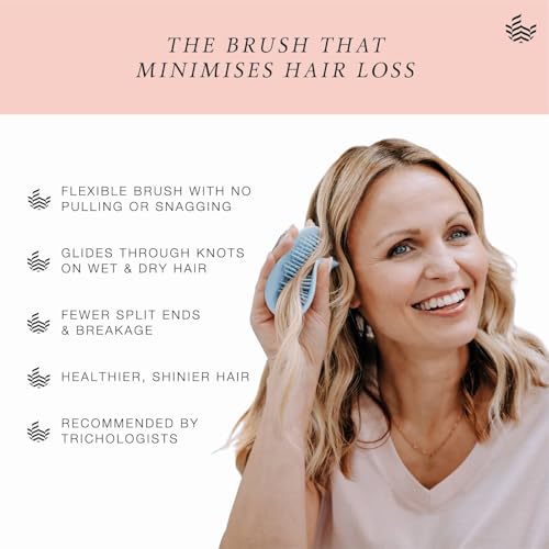 Manta Mirror Anti-Breakage Hairbrush ? Travel Brush for Women, Gentle Wet & Dry Detangling Brush with Scalp Massager, Blue
