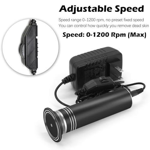 Upgraded Electric Callus Remover for Feet 1200RPM, Adjustable Speed Professional Electric Foot Sander Foot Grinder Heel File Pedicure Tool for Women Men Cracked Dead Skin, 60 Sandpaper Discs, Black