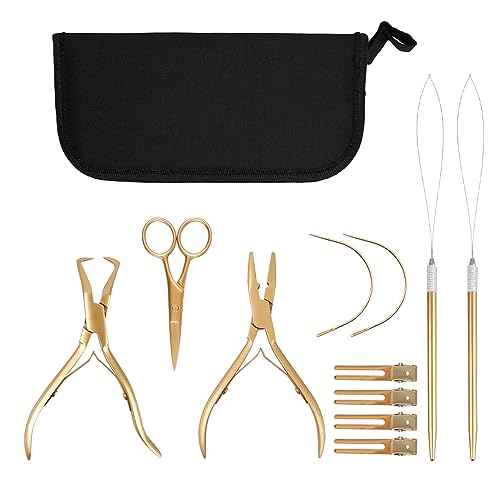 GlamorDove Hair Extension Tool Kit Stainless Steel Pliers Microlink Tool Set Opener Pliers Oxford Cloth Bag Hair Loop Tool Weft Extensions Hairdressing Styling Salon Accessories