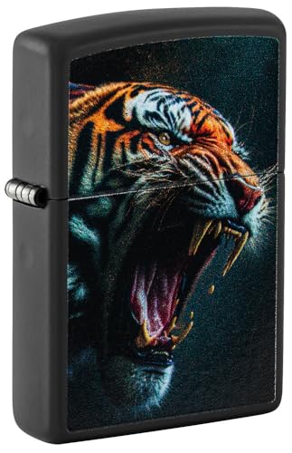 Zippo Tiger Roar Design Black Matte Pocket Lighter