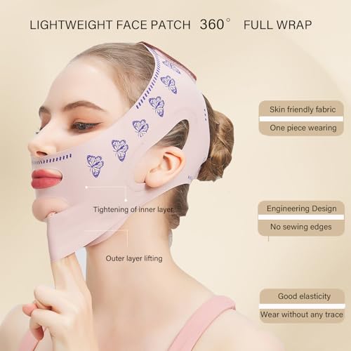 MASIKA Chin Strap for Sleeping,Jaw Strap,Jawline Shaper,V-Line Mask Chin Up Mask V Shaped Face Mask, Jaw Exerciser,Reusable,Butterfly