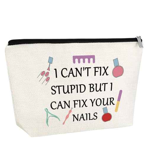 Nail Technician Gift Nail Artist Appreciation Gift for Women Makeup Bag Manicurist Gifts Graduation Gifts Cosmetic Bag Nails Lovers Present Christmas Birthday Present for Her Zipper Travel Pouch