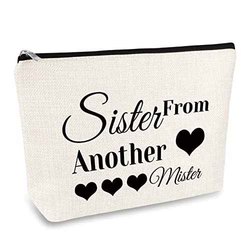 Sister Gift from Sister Best Friend Makeup Bag Gifts Friendship Gifts for Her Inspirational Gift Cosmetic Bag Christmas Birthday Graduation Wedding Gift for Girls Friend Sister Bestie Travel Pouch