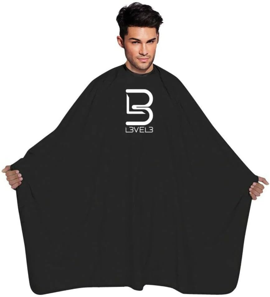 Black Barber Cape - Adjustable Neck Closure for Comfort | Universal Size for Stylists