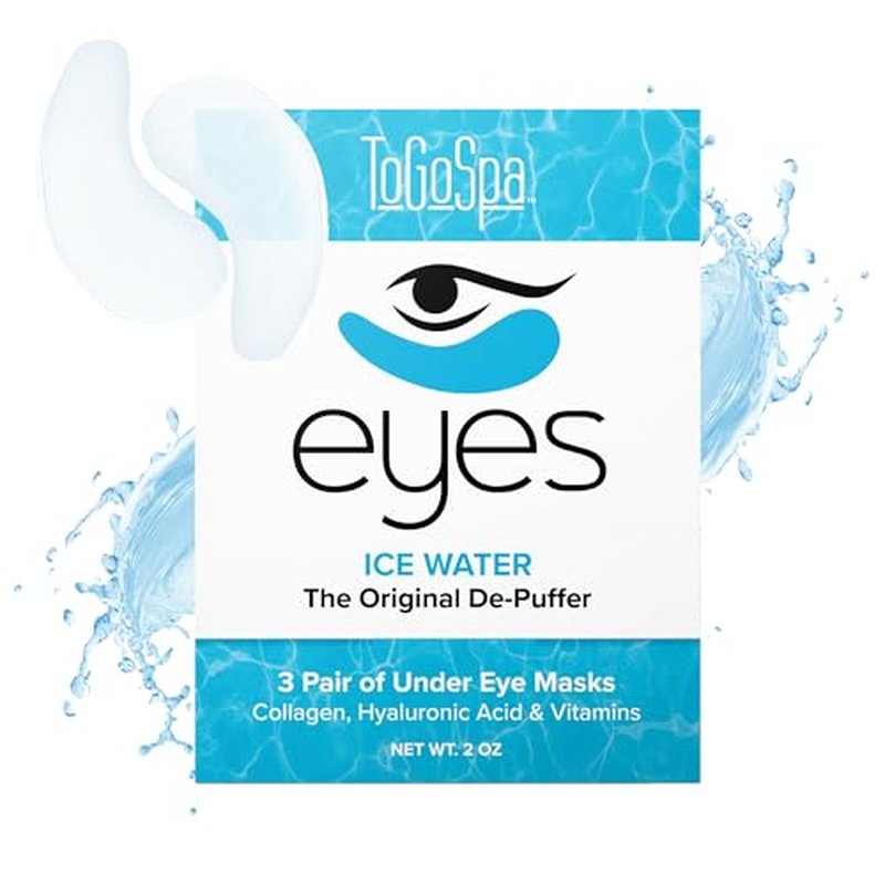 Ice Water EYES by ToGoSpa ? Premium Anti-Aging Collagen Gel Pads for Puffiness, Dark Circles, and Wrinkles ? Under Eye Rejuvenation for Men & Women - 1 Pack - 3 Pair