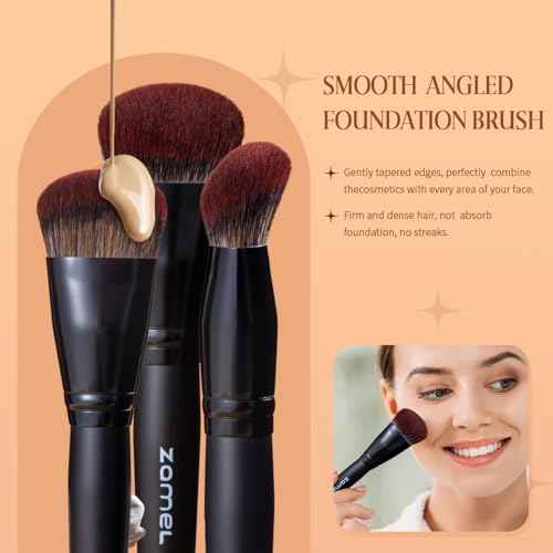ZAMEL 26Pcs Black labeled Makeup Brushes Set Professional,Full Face ULTRA SOFT Hair Makeup Brush Set Contains large powder Foundation Ultimate Blending Make up Brush set Blush Concealers Eyeshadow