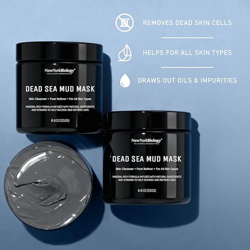 New York Biology Dead Sea Mud Mask for Face and Body | Spa Quality Pore Refiner for Oily Skin | Natural Skincare for Women & Men | Tighten Skin for A Healthier Complexion | 8.8 oz